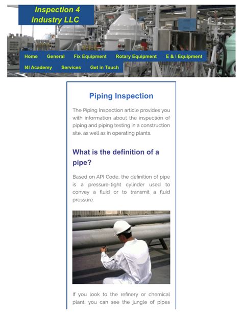 piping inspection requirements